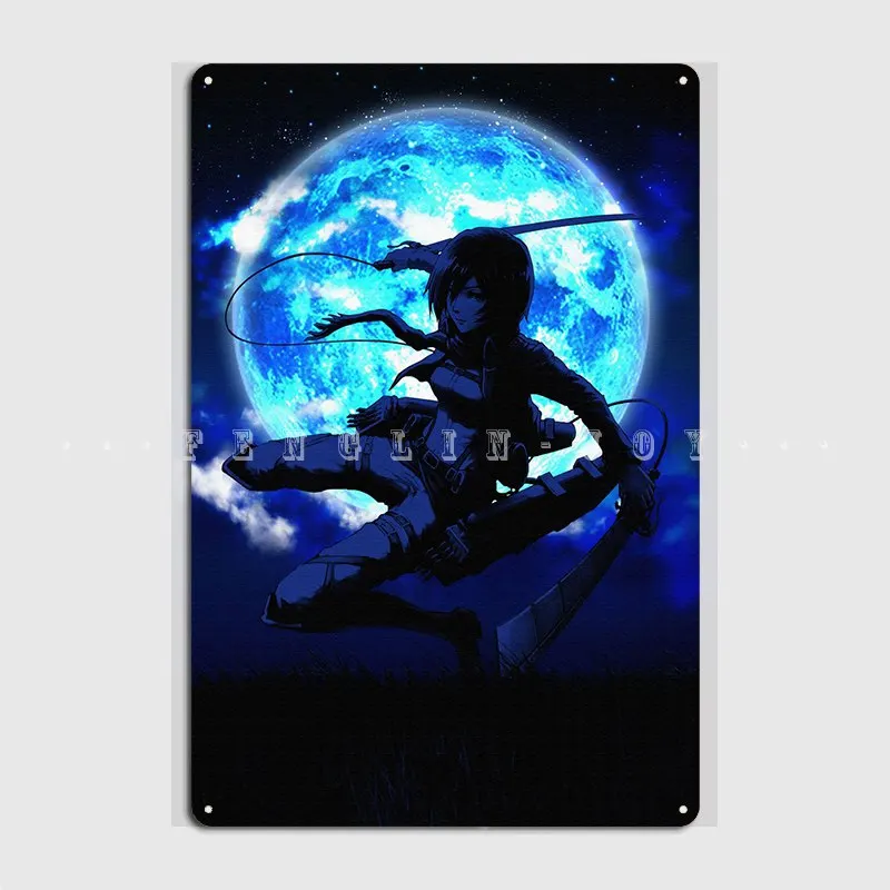 Mikasa Ackerman Poster Metal Plaque Cinema Kitchen Home Classic Plaques Tin Sign Poster