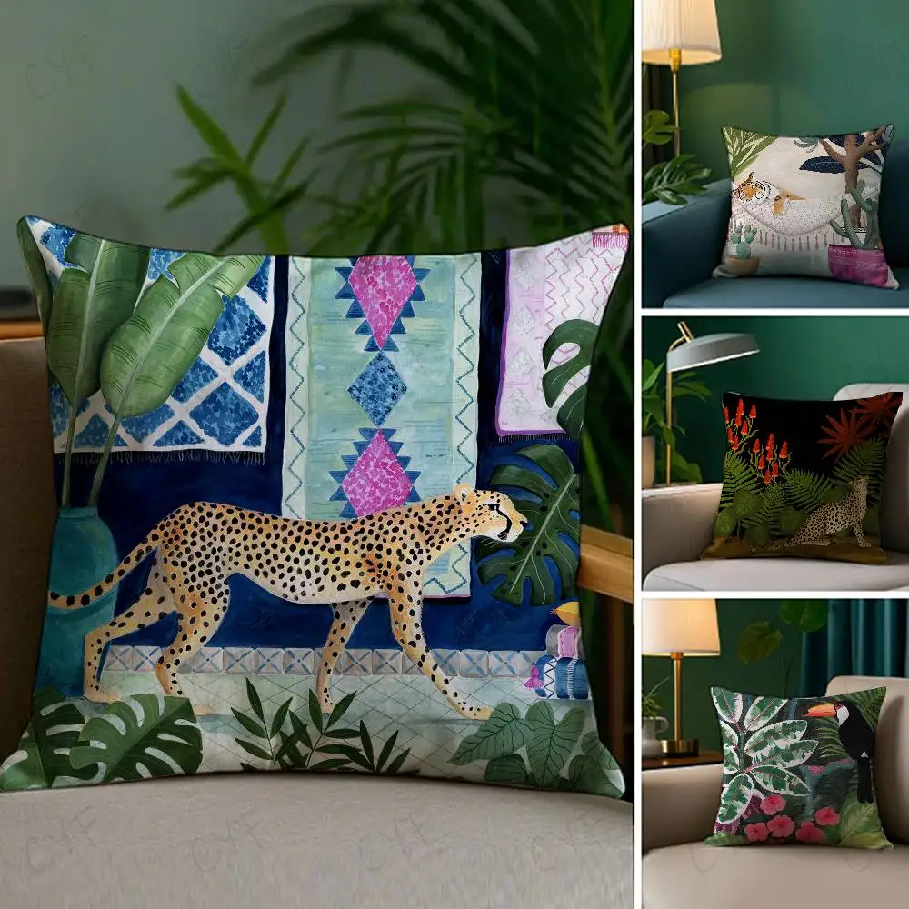 Cheetah Llama Leopard Jungle Pillow Case Custom Printed Brushed Fleece Pillow, Baby Skin-Touch, Eco-Friendly Dye-Sublimation Cus