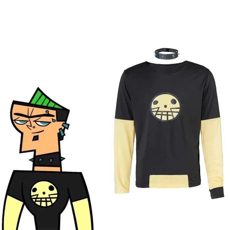 Total Drama Duncan Cosplay Costume Casual Long Sleeve Shirt with Neckwear  Halloween Carnival Outfits