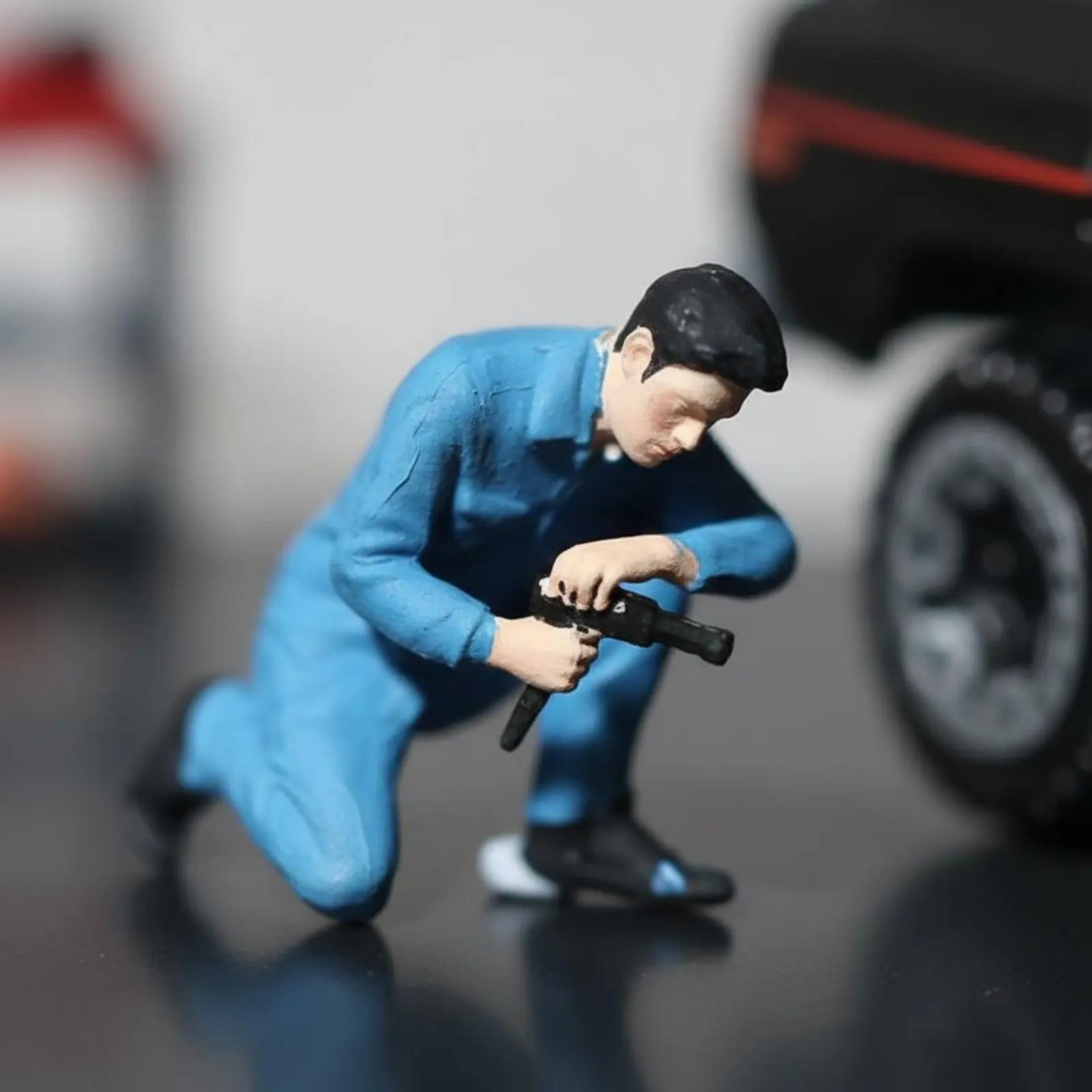 Phone Looking Man Figure Scene Accessory Mini Man Figurine Miniature Human Figures Realistic Mini People Figurines Tiny view 4