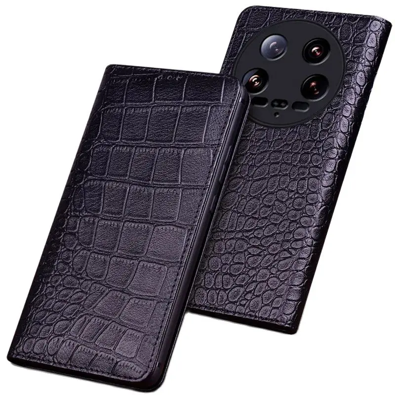 Genuine Leather Magnet Clasp Phone Cover Case For Xiaomi Mi 14 13 12s 11 Ultra Kickstand Holster Cases Protective Full Funda