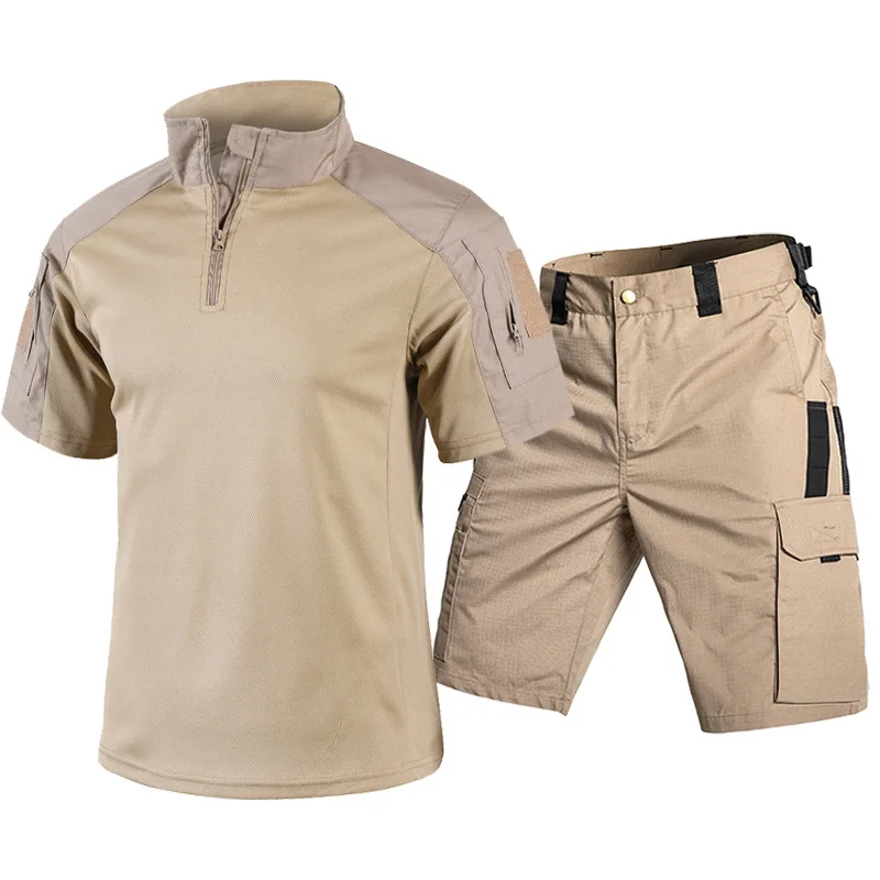 

Men's Tactical Short Sleeve T-Shirt Cargo Shorts Set Summer Quick Dry Breathable for Outdoor Hiking Hunting Camping Lightweight