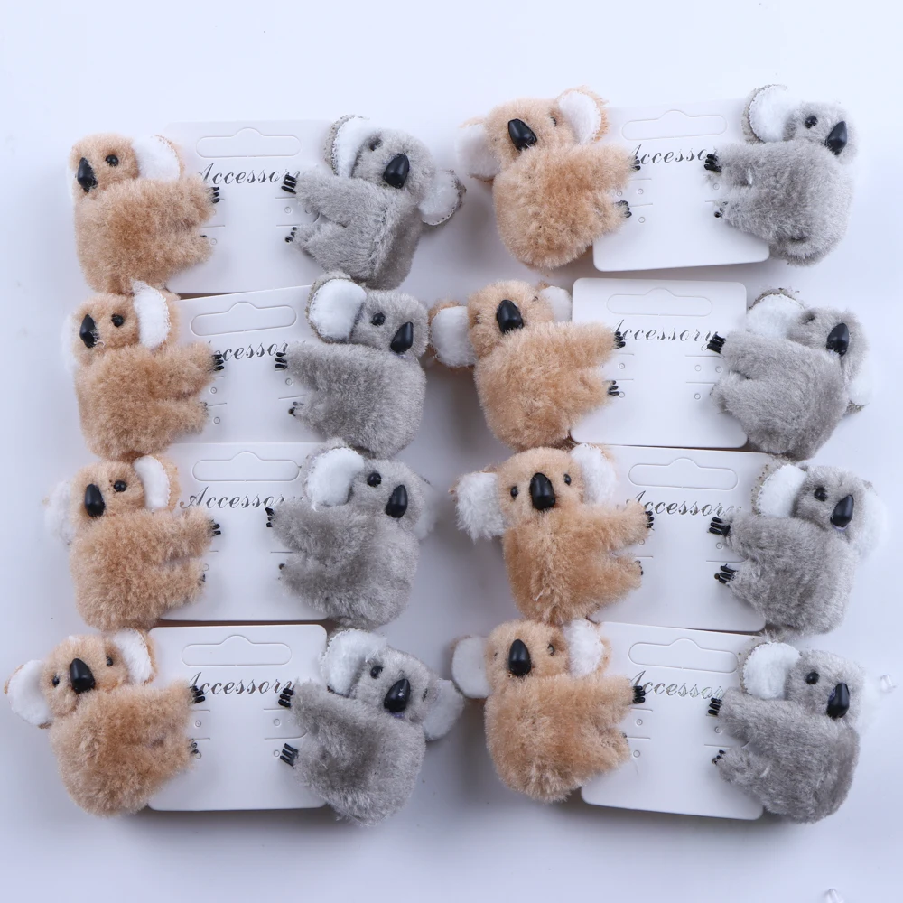 5Pcs/Lot Fashion Animal Cartoon 3D Plush Koala Hairpin Cute Photograph Clips Accessories For Women Girl Headwear Hair Claw Gift