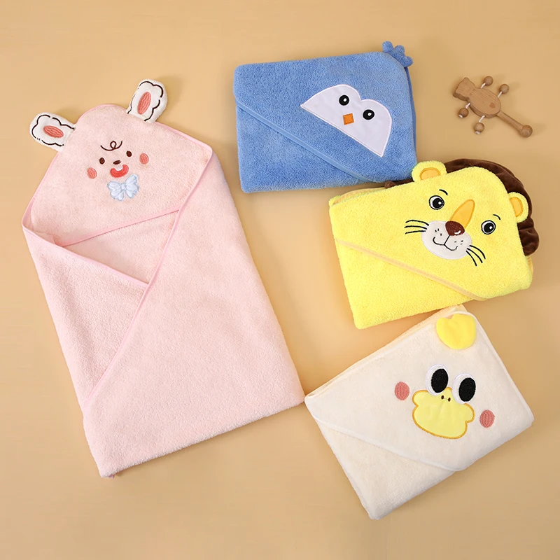 1 Piece of Ultra-Fine Fiber Baby Bath Towel, Suitable for Infants and Children Aged 0-3, Multifunctional Cartoon Blanket for Babies, Soft Baby Blanket, Soft and Comfortable, Skin-Friendly, Cartoon Des image 3