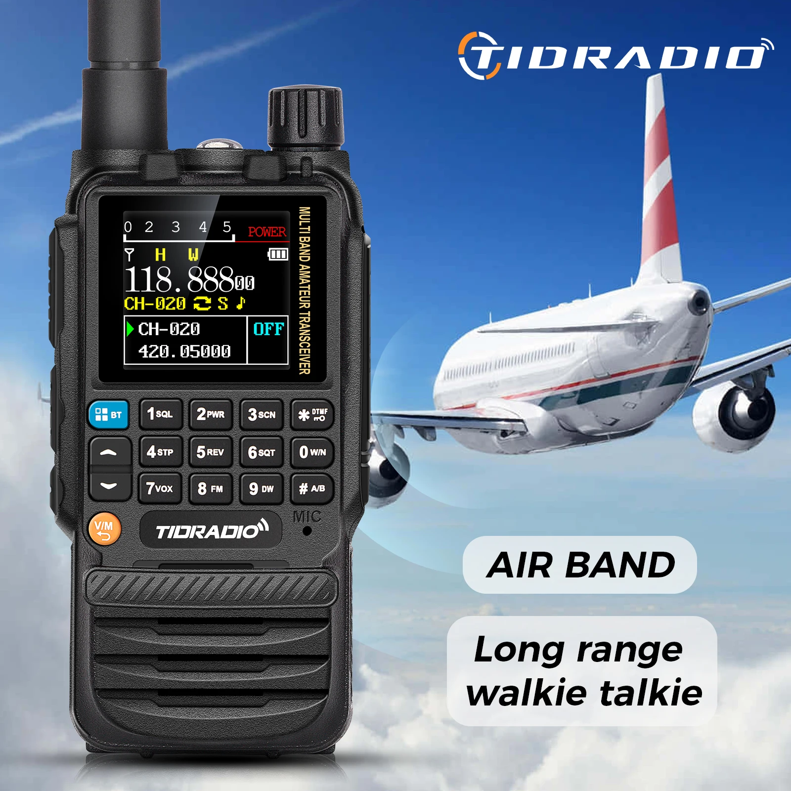 TIDRADIO H3 Walkie Talkies Long Range Wireless Programming Air Band Tow Way Ham Radio Wireless Set USB Rechargeable GMRS DualPTT