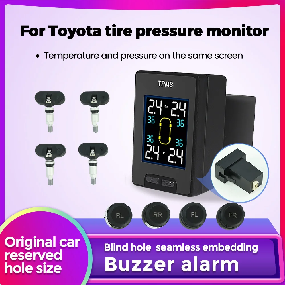 

Car Tire Pressure Monitor System TPMS for Toyota Temperature Monitoring External / Internal Sensor Save Fuel Digital LCD Screen