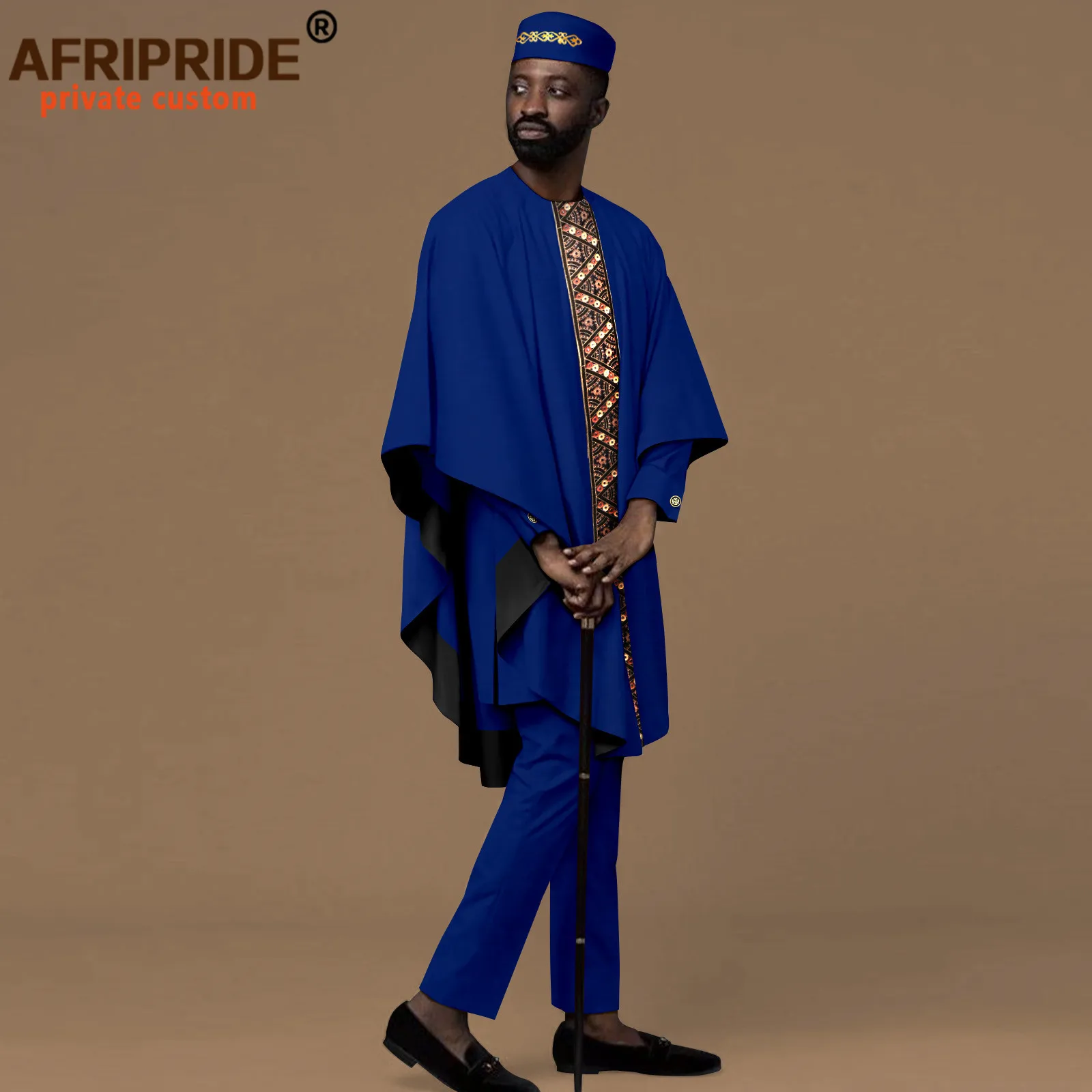 African Clothes for Men Embroidery Agbada Dashiki Shirts Pants and Hats 4 Piece Set Tribal Outfits for Wedding Evening A2216068