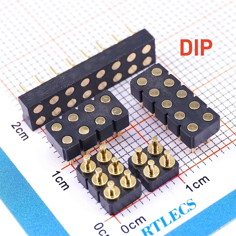 2 10Pcs Contact PAD 2.54 Grid Pitch 2 3 4 5 6 7 8 10 12 14 16 20 Pin Female 3.0MM Height Target Connector Spring Pogo  DIP