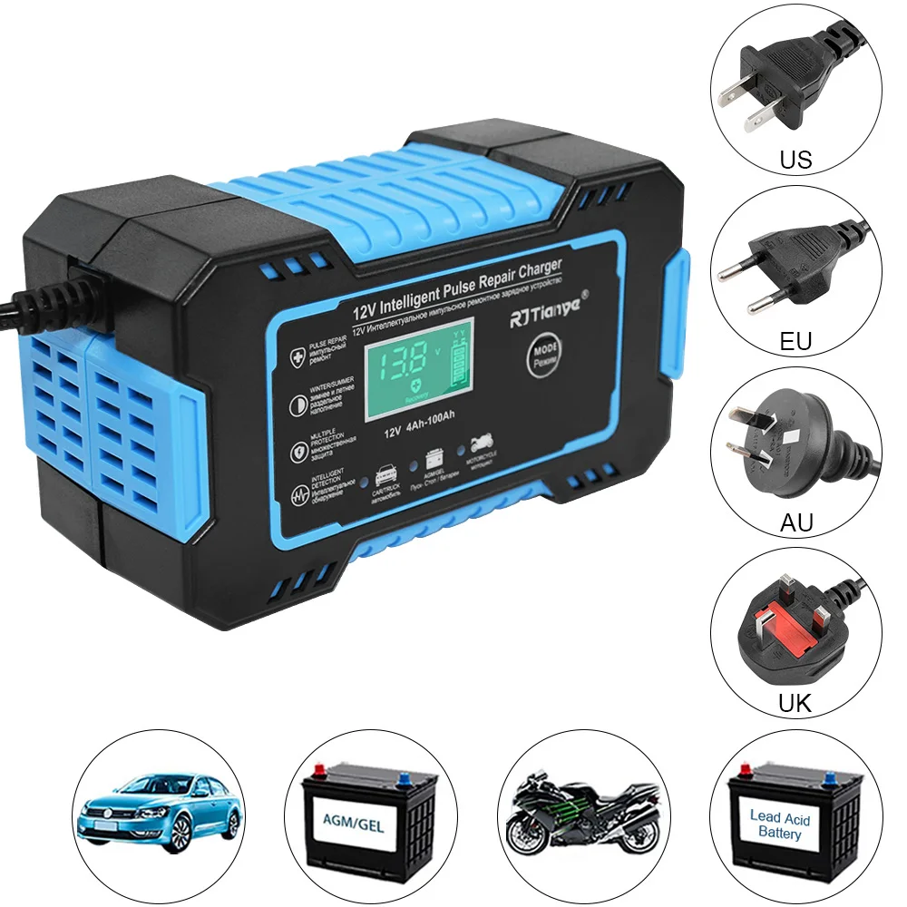 

Intelligent Fully Automatic 12V Car Battery Charger Smart Auto Lead Acid Batteries Repair Detector Accessories For Motorcyle