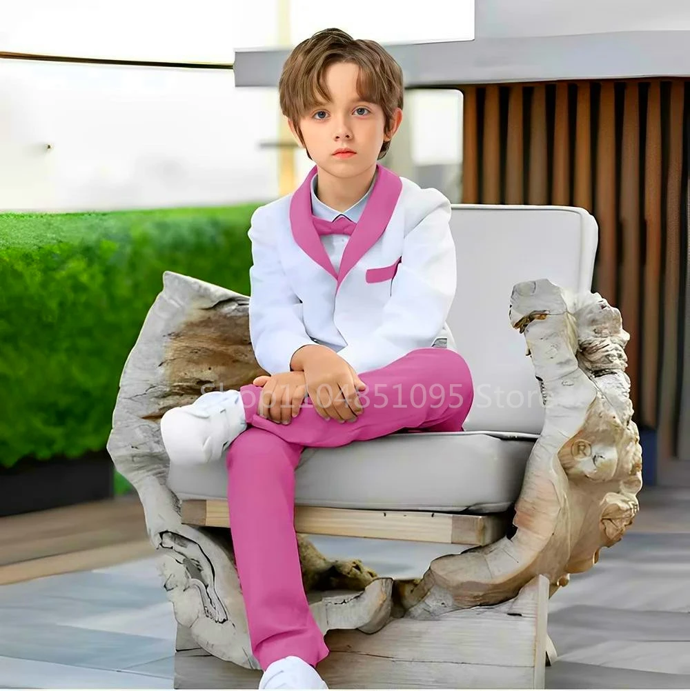 

Fashion Boy's Suit Set 2 Pieces Slim Fit Children Shawl Lapel Blazer Formal Jacket Pants Kid Outfit For Party Performance