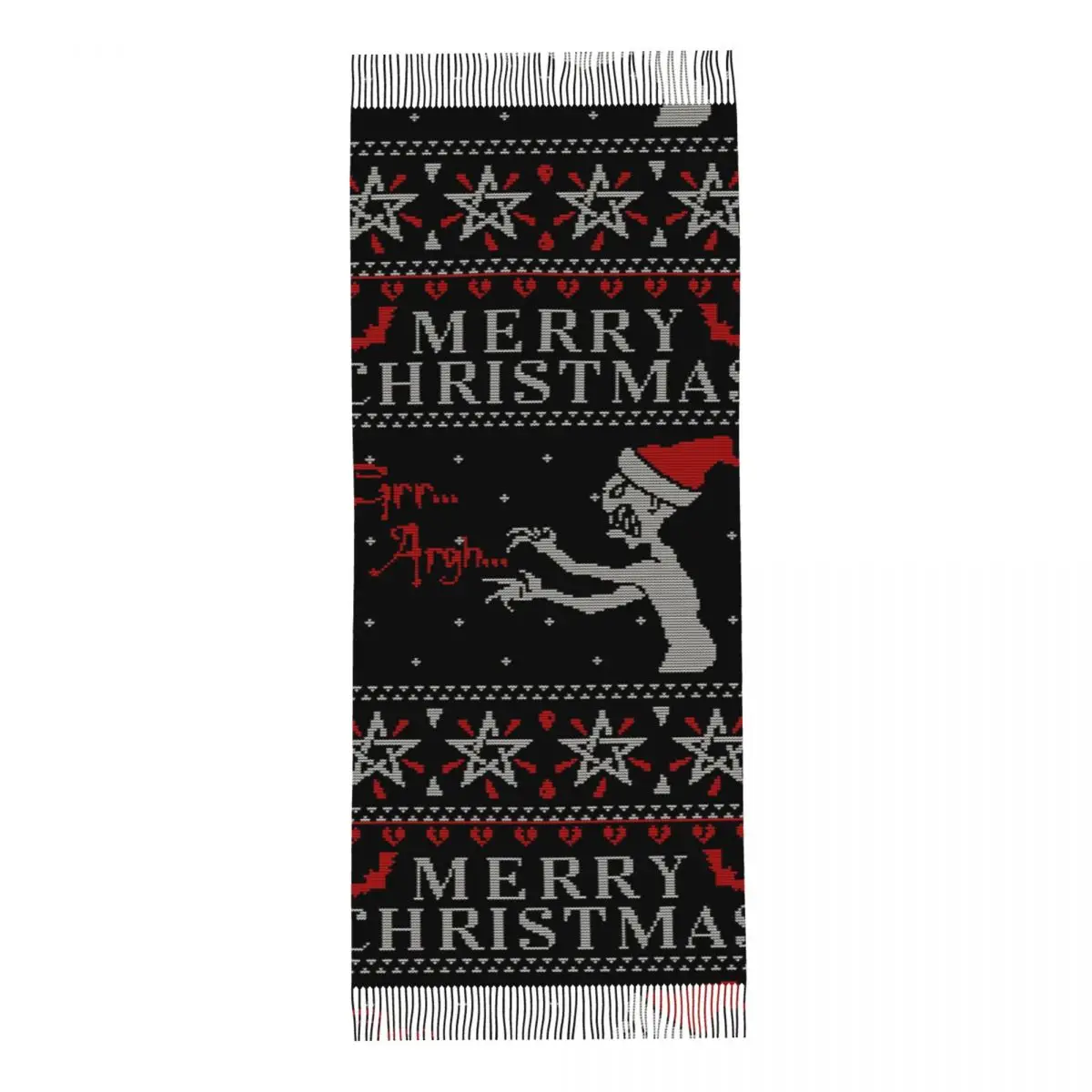 Buffy Vampire Slayer Christmas Ugly Sweater Scarf Tassel Scarves for Women Soft Warm Shawls and Large Fall Winter Shawl Wraps