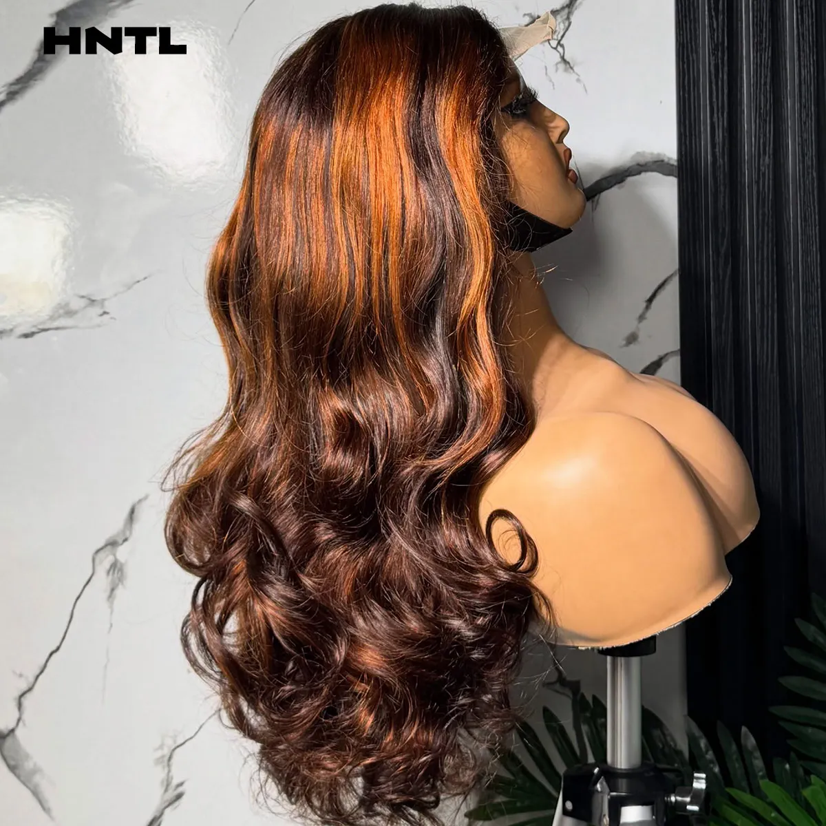 Highlights Orange 5by5 Lace Bouncy Wave Glueless Wig 100% Human Hair 13x6 13x4 Lace Front P4/350 Loose Wave Wigs Ready to Wear