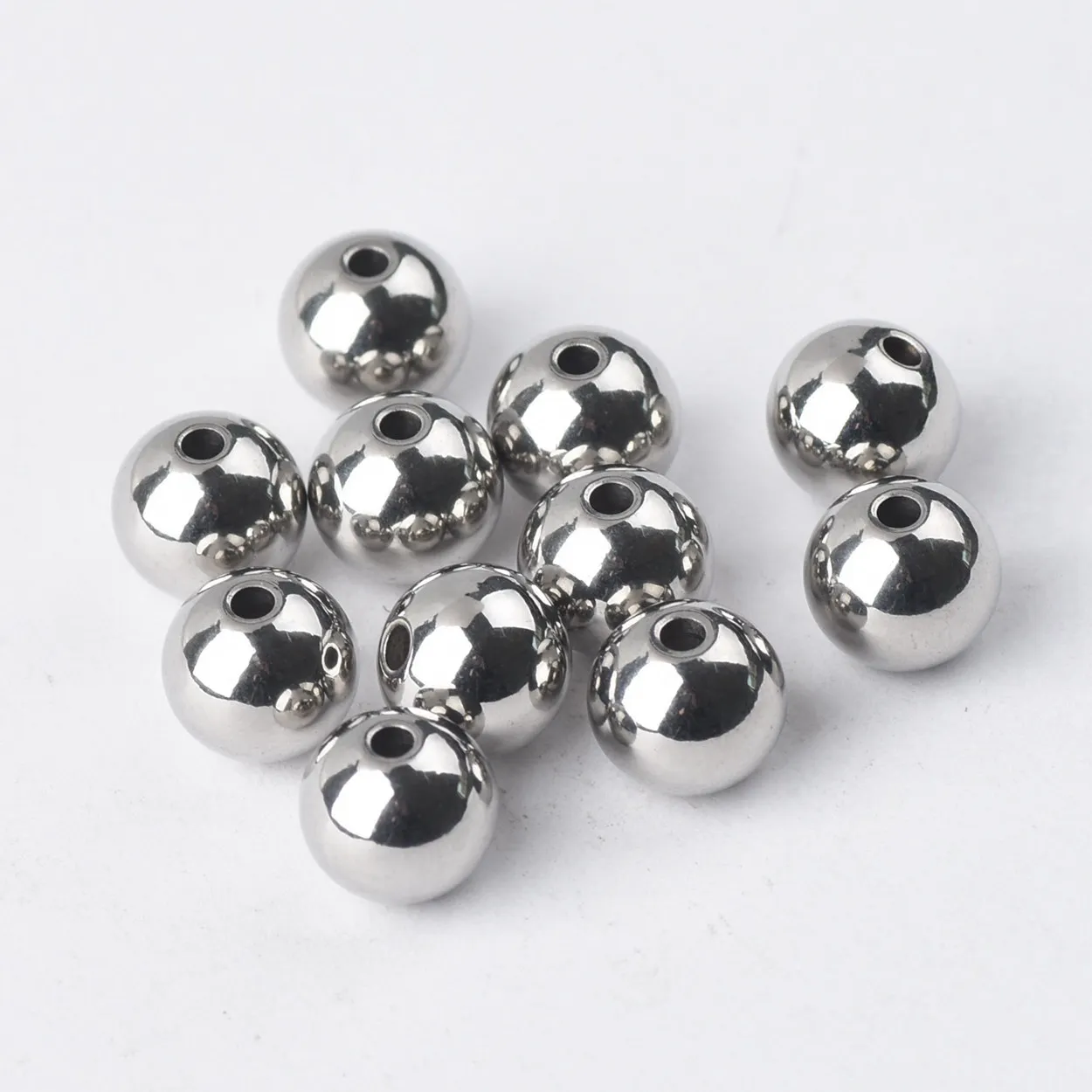 

5-50pcs Round Solid Stainless Steel Metal 4mm 5mm 6mm 8mm 10mm 12mm Loose Spacer Crafts Beads for Jewelry Making DIY