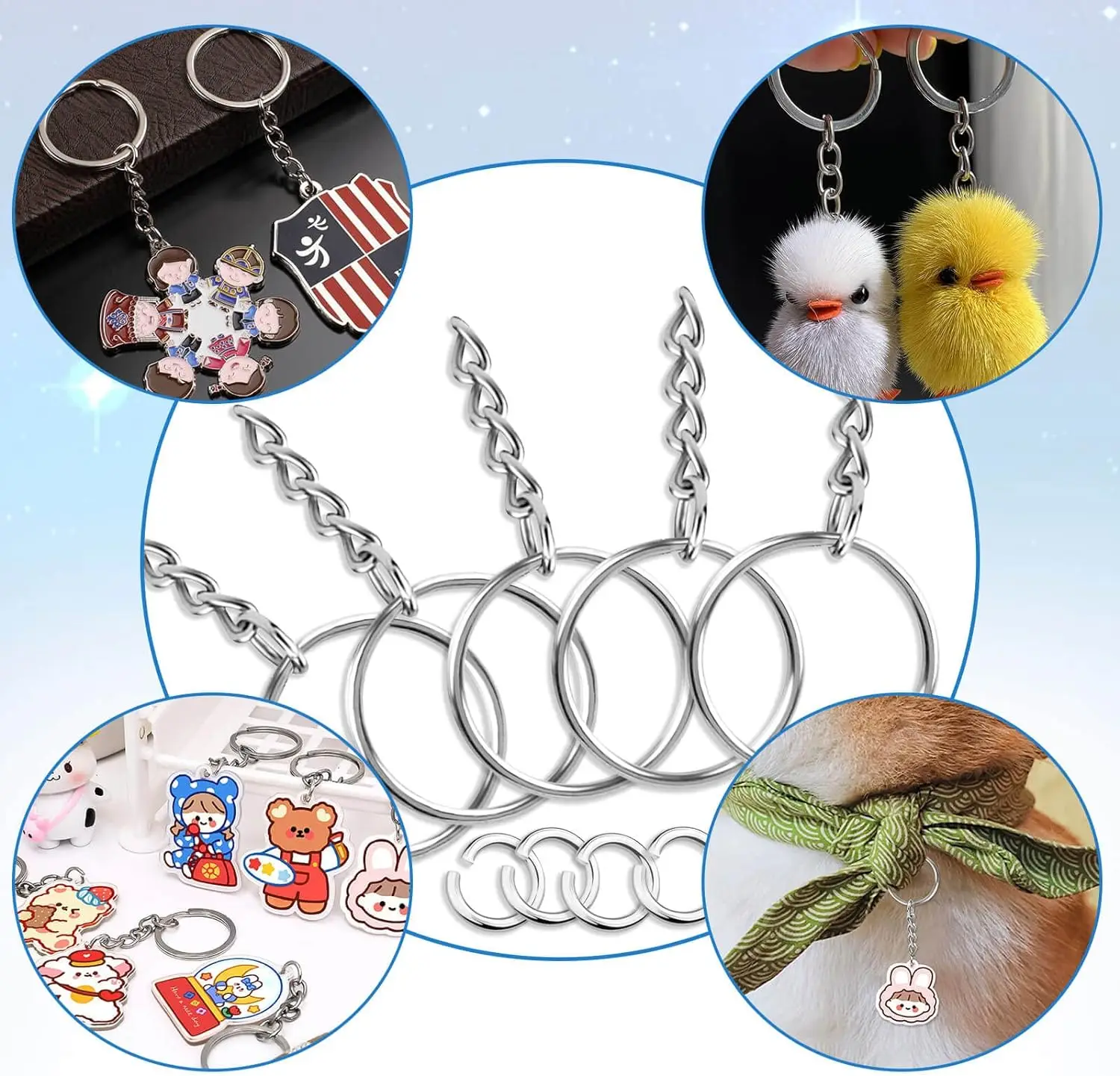 100 قطعة مجموعة حلقات المفاتيح سبليت مع سلسلة وحلقات القفز مجموعة السائبة اكسسوارات ل سلاسل المفاتيح اسهم حُليات المجوهرات Crafts بها بنفسك الحرف #4