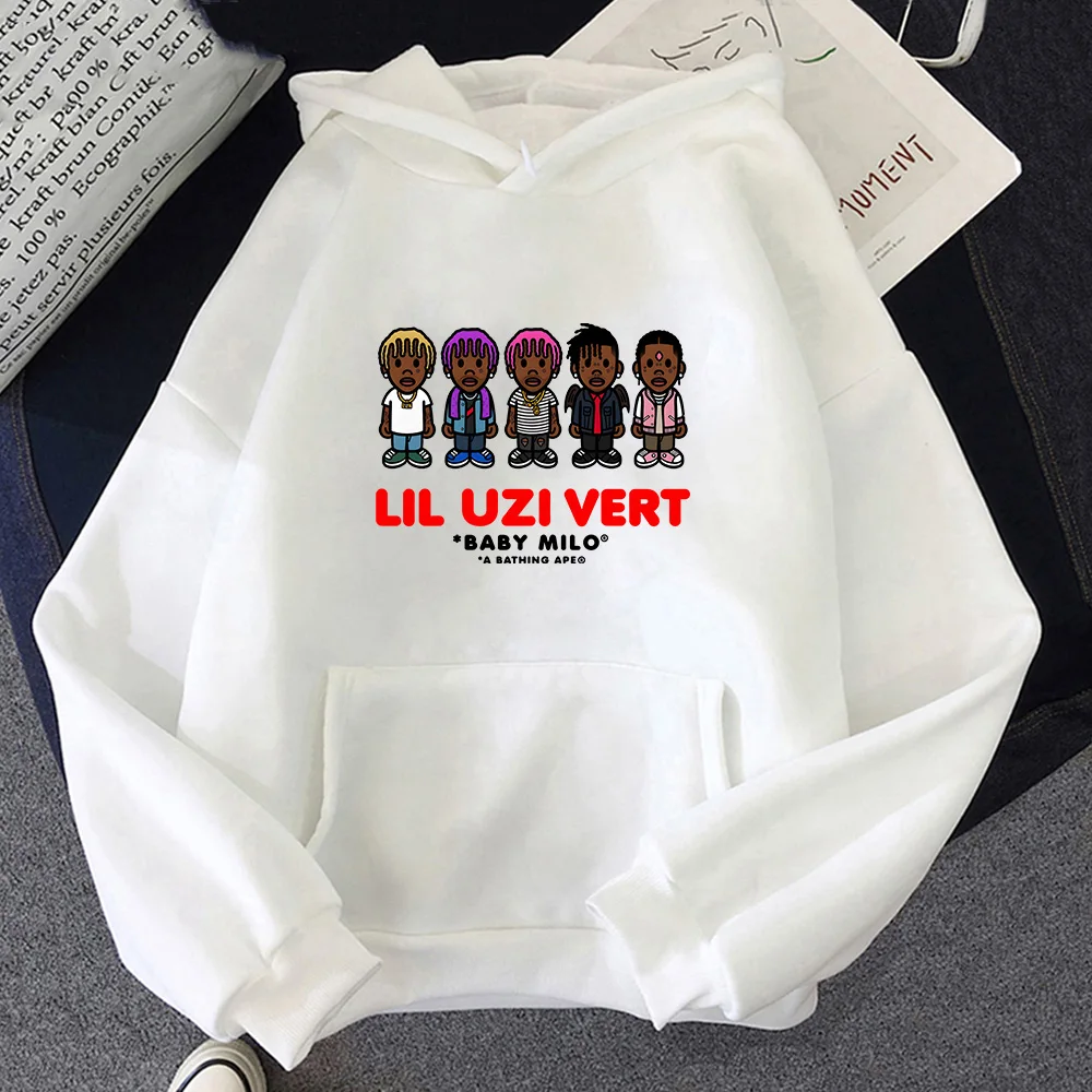 

Lill Uzii Vert Pink Tape Print Hoodies Men Hip Hop Casual Long Sleeve Loose Sweatshirts 2023 Autumn Winter Gothic Punk Pullovers