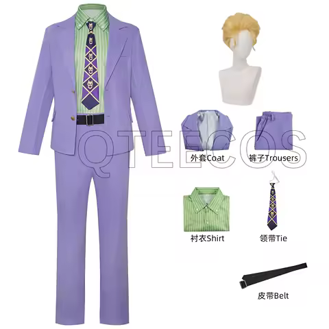 Anime Jojo's Kira Yoshikage Cosplay Costume Bizarre Adventure man Uniform Coat Pants Tie Shirt Wig Role-play Outfits Suits