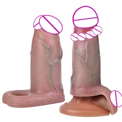 Realistic Penis Sleeve thickened for men Realistic Cock Sleeve outcrop Extender for Sex Wearable Enlargement Silicone collection