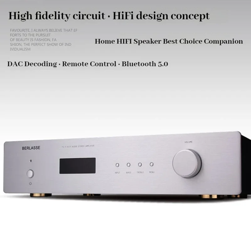 BERLASSE TS-11 New HIFI High Power Home 2.0 Dual Channel Stereo Amplifier Remote Control Bluetooth 5.0