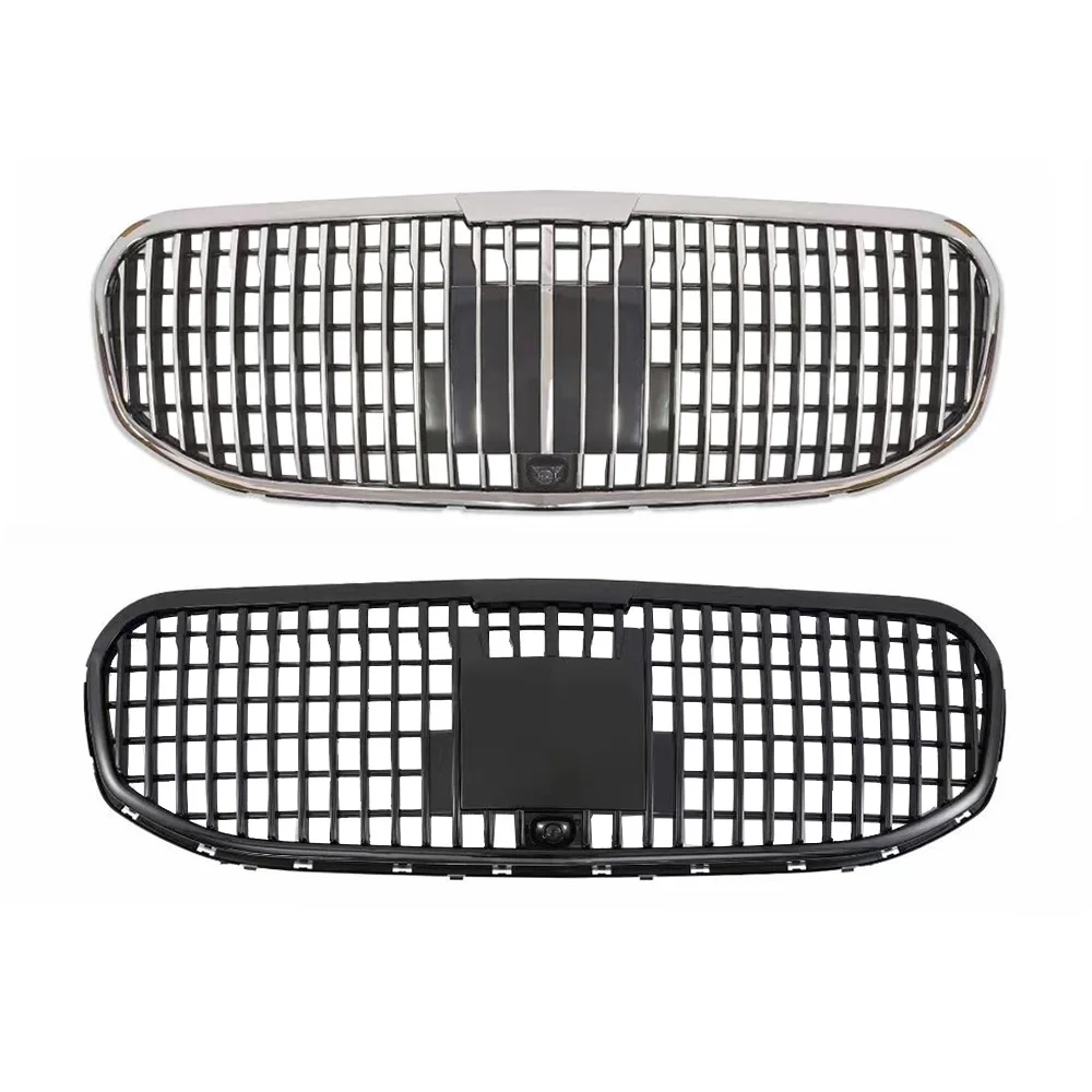 Silver/Black Front Grille Maybach Style Bumper Grill Inlet Mesh Grid For Mercedes Benz X167 GLS 2020-2024 GLS450 GLS580