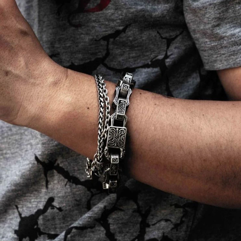 Exquisite Sea Wave Rattan Grass Pattern Silver Bracelet Jewelry Retro Clouds Vine Chain Party Friendship Niche Men Gift