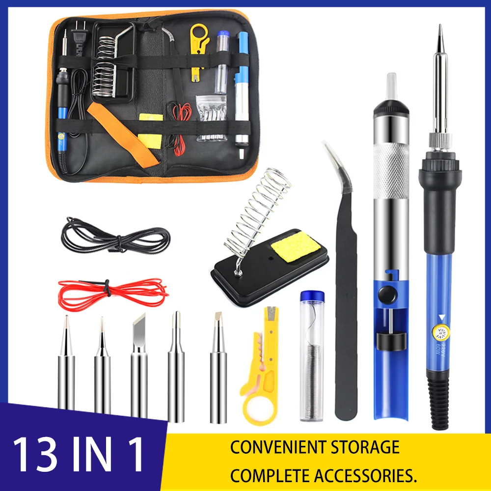 Juego de bolígrafo de soldadura ajustable multifuncional 13 en 1, 60W, bolígrafo de soldadura de mantenimiento en Europa y América, 110V/220V