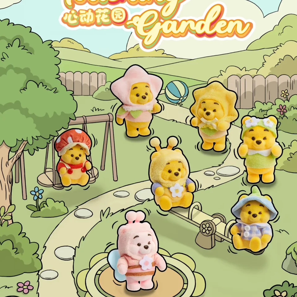 

Genuine Cartoon Cute Winnie The Pooh Blind Box Heart-warming Garden Series Flocked Figures Ornaments Cute Blind Box Toys Gifts