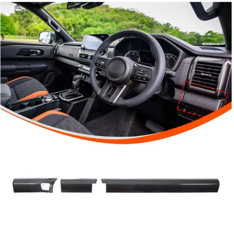 For Mitsubishi Triton /L200 2023-2024 ABS Carbon Fiber Front Air conditions Vent Outlet Cover Center Control Panel Cover accesso