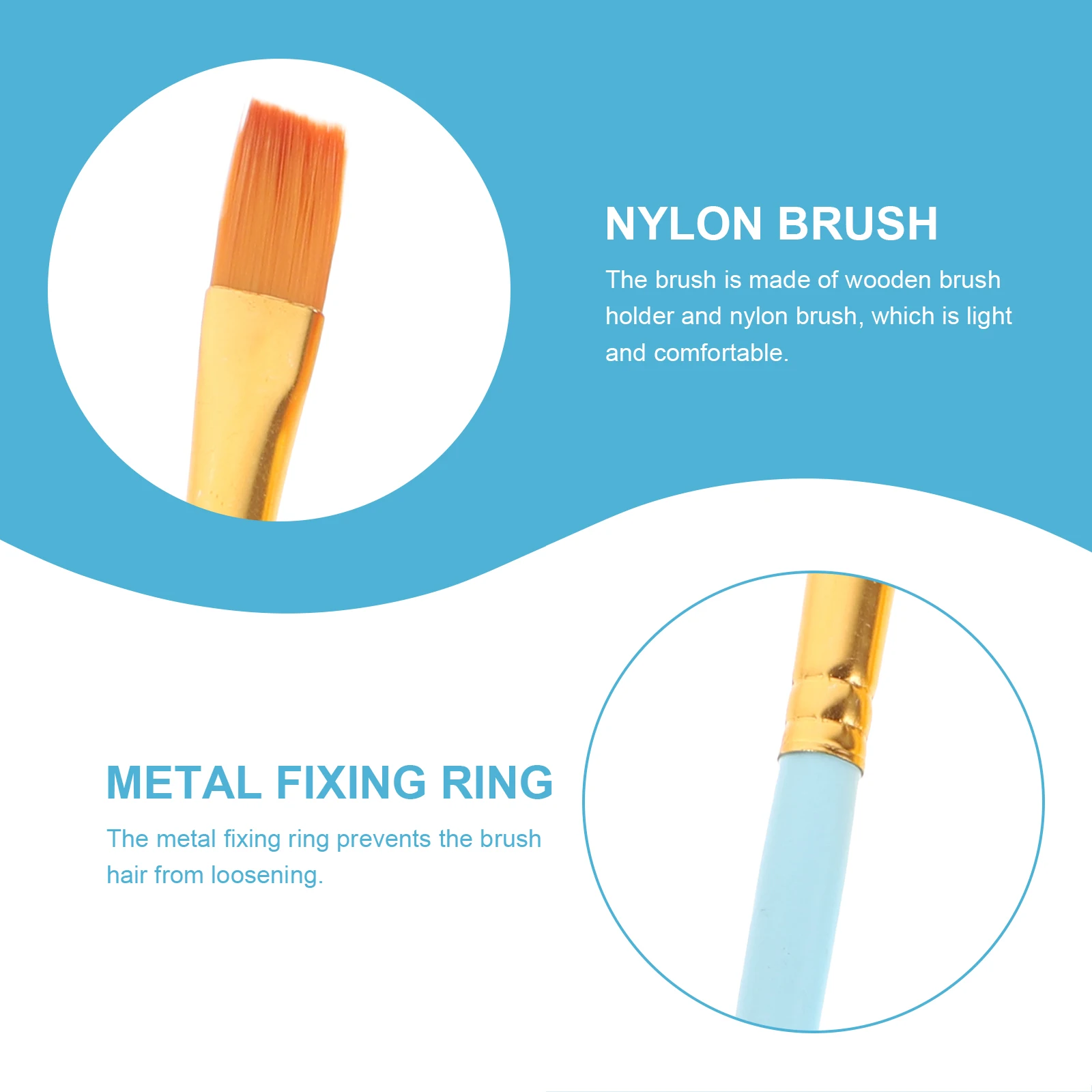 

6Pcs Watercolor Paintbrushes Nylon Bristle Flat Round Tip Multi-Function Painting Brush Kit for Oil Acrylic Canvas Paint