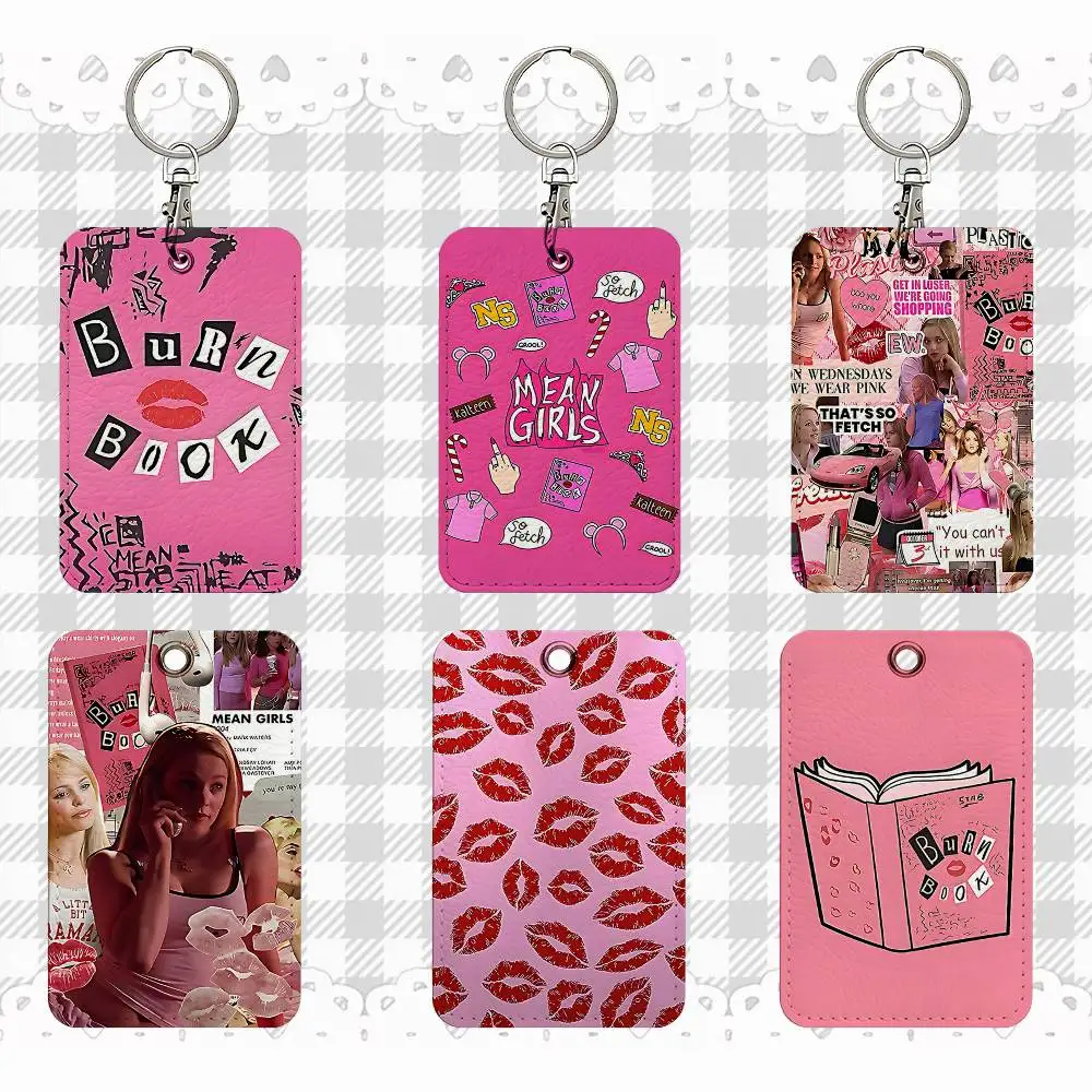 M-Mean Girls Burn Book-funda rectangular para tarjeta de identificación, llavero, bolsa para tarjeta de acceso, etiqueta para llave, tarjetero de cuero, acceso con llavero