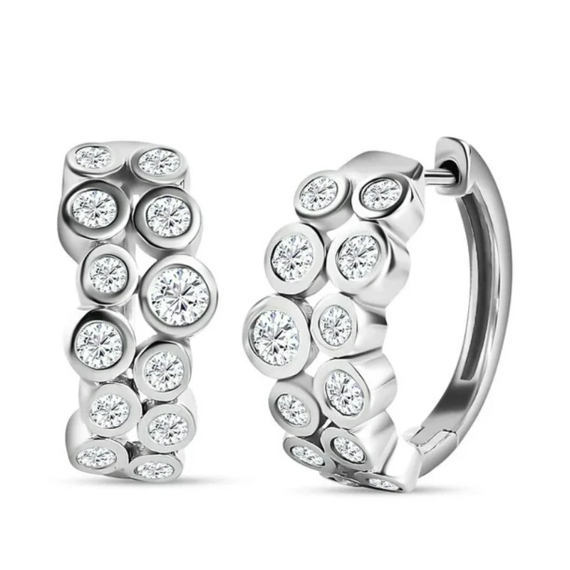 Funkelnde synthetische Zirkonia-Ohrringe in silberfarbener Ausführung für Damen, modische klassische Ohrringe, Hochzeit, luxuriöser Schmuck, Geschenke