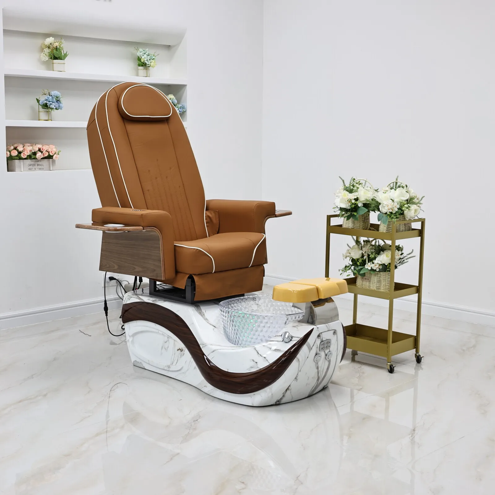 Electric Pedicure Chair Foot Massage Spa Reclining Nail Salon Chair with Foot Bath Basin Manicure Pedicure Station Furniture