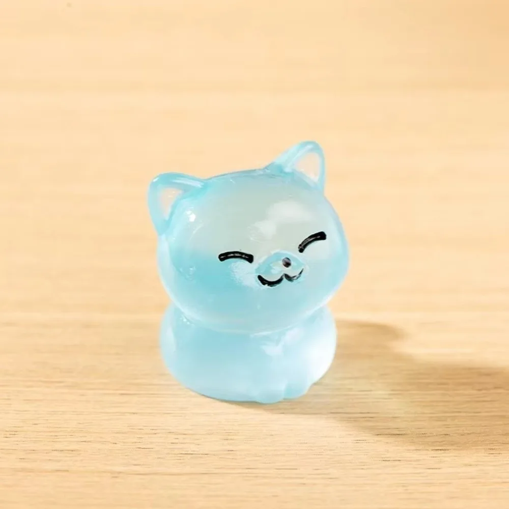 Cute Resin Luminous Cat Figurines Glow At Night Tiny Mini Cat Animal Cat Ornaments for DIY Home Decor
