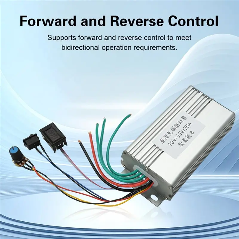 B50B-Electronic Speed   Controller Speed Regulator DC10V-55V 30A No Hall Digital Display Reversible Governor Brushless Driver Bo