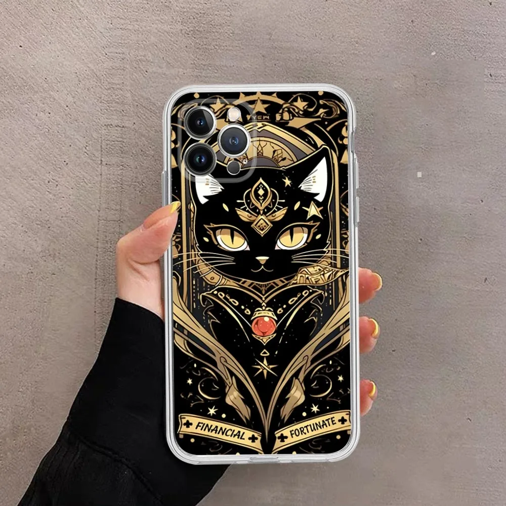 Tarot Mystery Totem Cat Phone Case For iPhone 15 14 13 12 11 Pro Max XS X XR SE 2020 6 7 8 Plus Mini Protective Shell