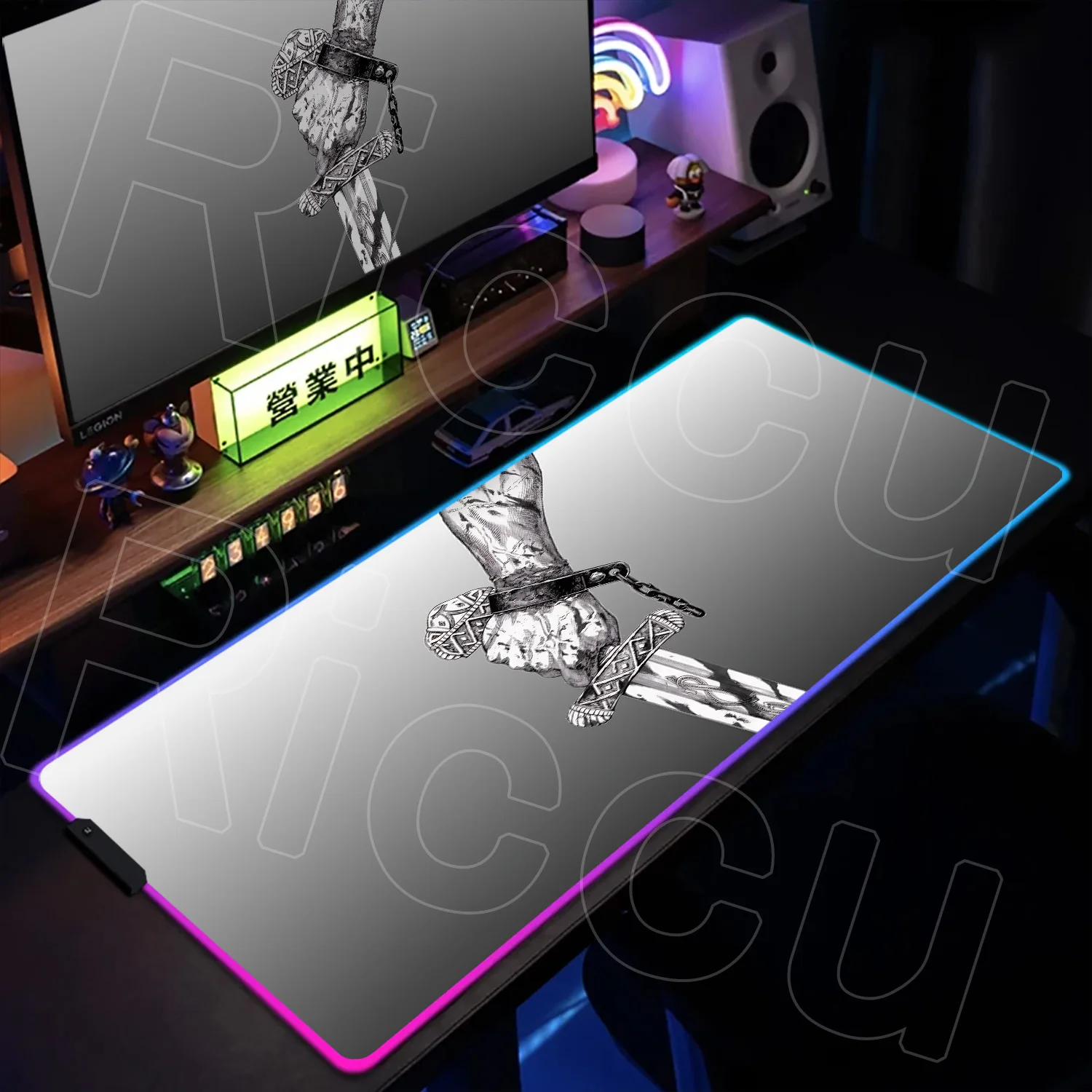 RGB XXL Large Mousepad Vinland Saga Rug LED Mouse Pad E-sports Gaming Keyboard Protector PC Accessories Computer carpet Desk Mat
