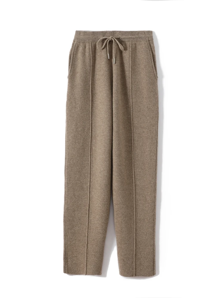 Choice 100% Merino Wool Men  Knit Trousers Classic Autumn Winter Thick Pencil Pants Soft Warm Cashmere Pants Smart Casual Pants