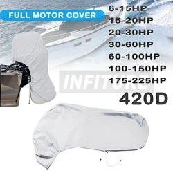 420D 6-225HP Barco Cubierta de motor fueraborda completa Protección Parasol impermeable a prueba de polvo para motor 6-225HP Gris