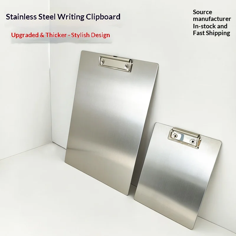 Stainless Steel Writing Clipboard Metal Menu Holder, Minimalist Business Document Folder, Durable Writing Pad and File Organizer