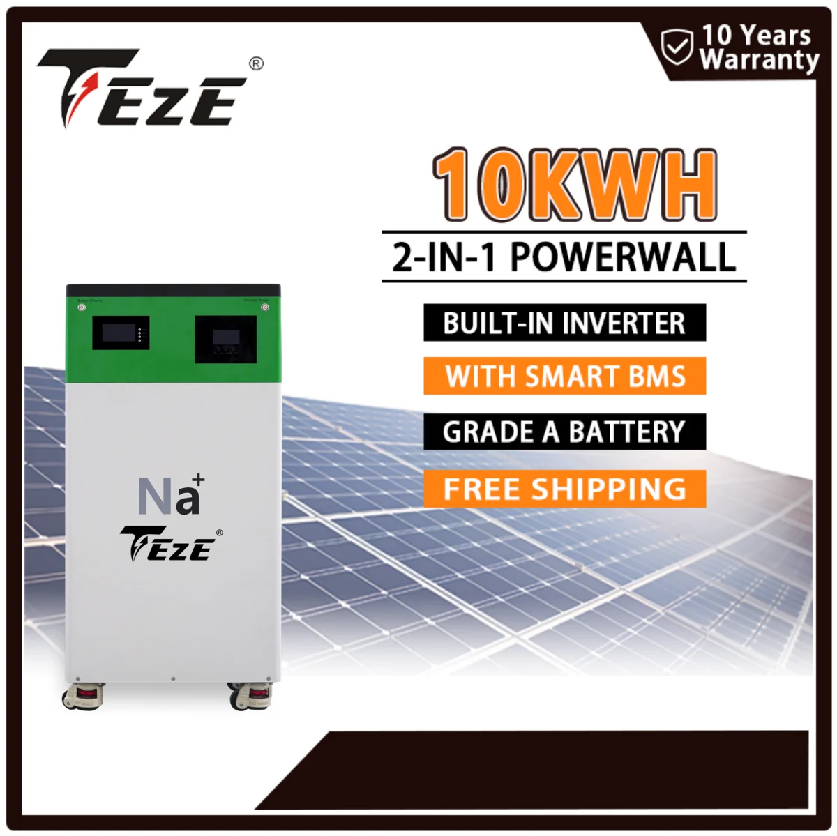 New Grade A TEZE 10KWH Powerwall Na+ All-In-One Solar Energy System