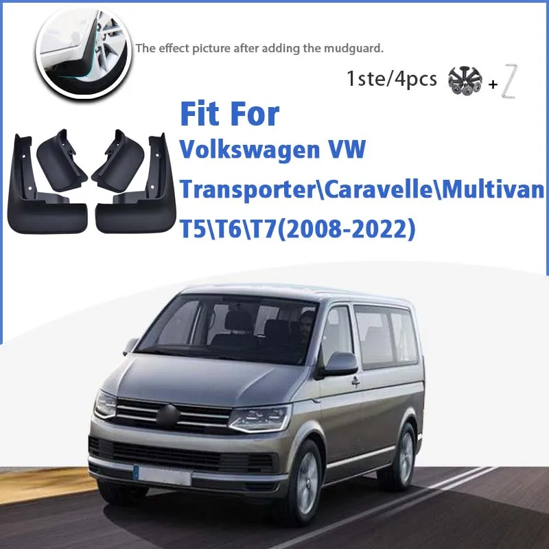 Front Rear Mud Flap For Volkswagen VW Transporter Caravelle Multivan T5 T6 T7 2008-2022 Splash Guards Mudguards Fender 4pcs