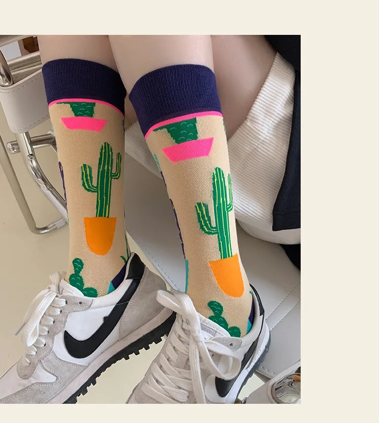 Fashion Colorful Spring Autumn Stocking Women's Socks Plant Hedgehog Slothsi Cotton Socks Personality Straight Trendy Socks