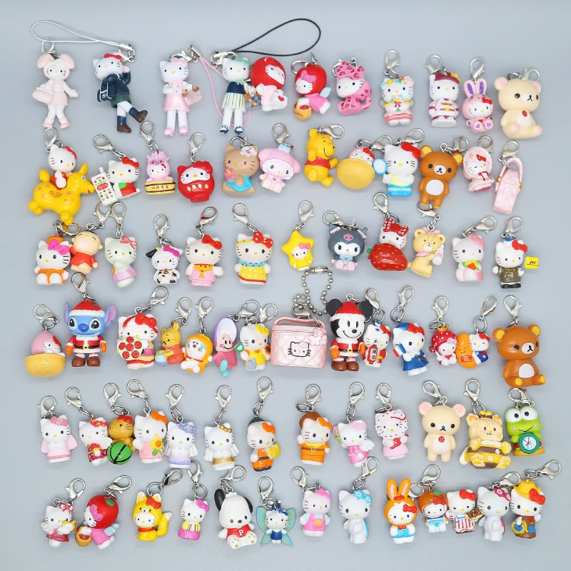 

Kawaii Hello Kitty Cute KT Cat Keychain Pendant Bag Zipper Phone Chain Decoration Cake Pendant Anime Women Accessories Gift