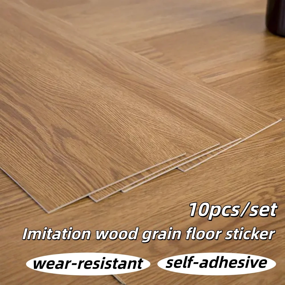 10 Uds 40cmX15cm pegatina autoadhesiva de suelo de grano de madera pegatina de vinilo removible para pared para oficina sala de estar dormitorio