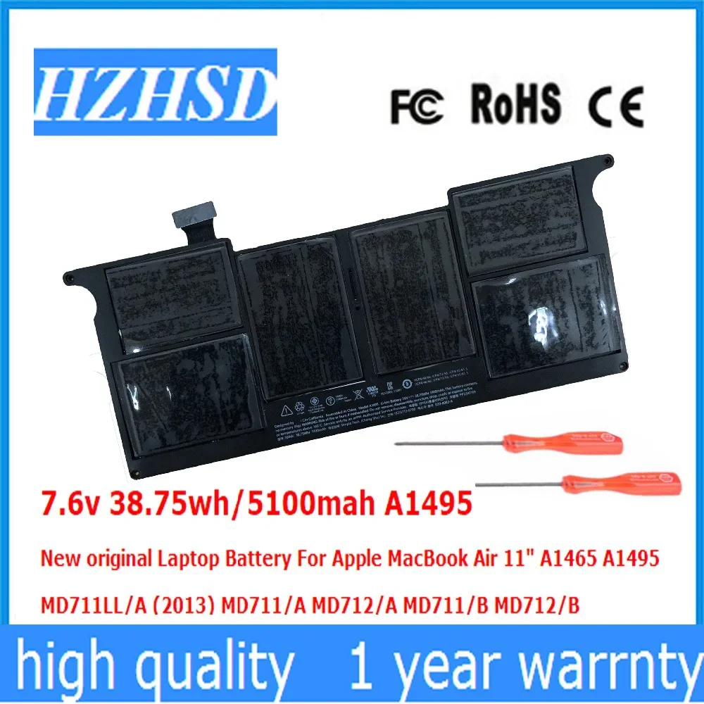 

7.6v 38.75wh/5100mah A1495 New original Laptop Battery For Apple MacBook Air 11" A1465 A1495 MD711LL/A (2013) MD711/A MD712/A