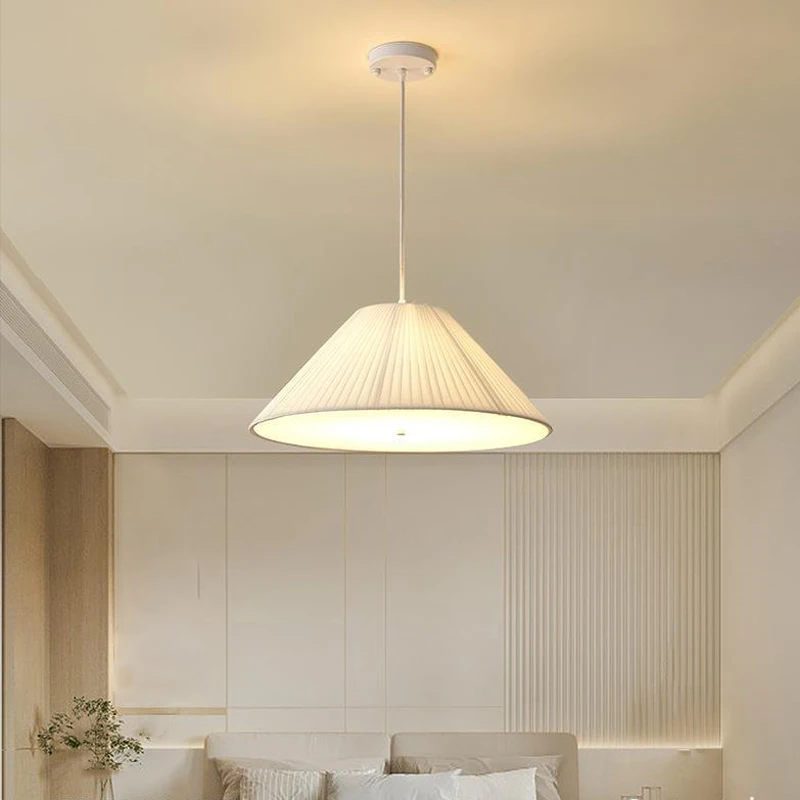 French Medieval Style Chandelier For Bedroom Nordic Designer Home Decor Lamp Kitchen Dining Table Fabric Lampshade Pendant Light