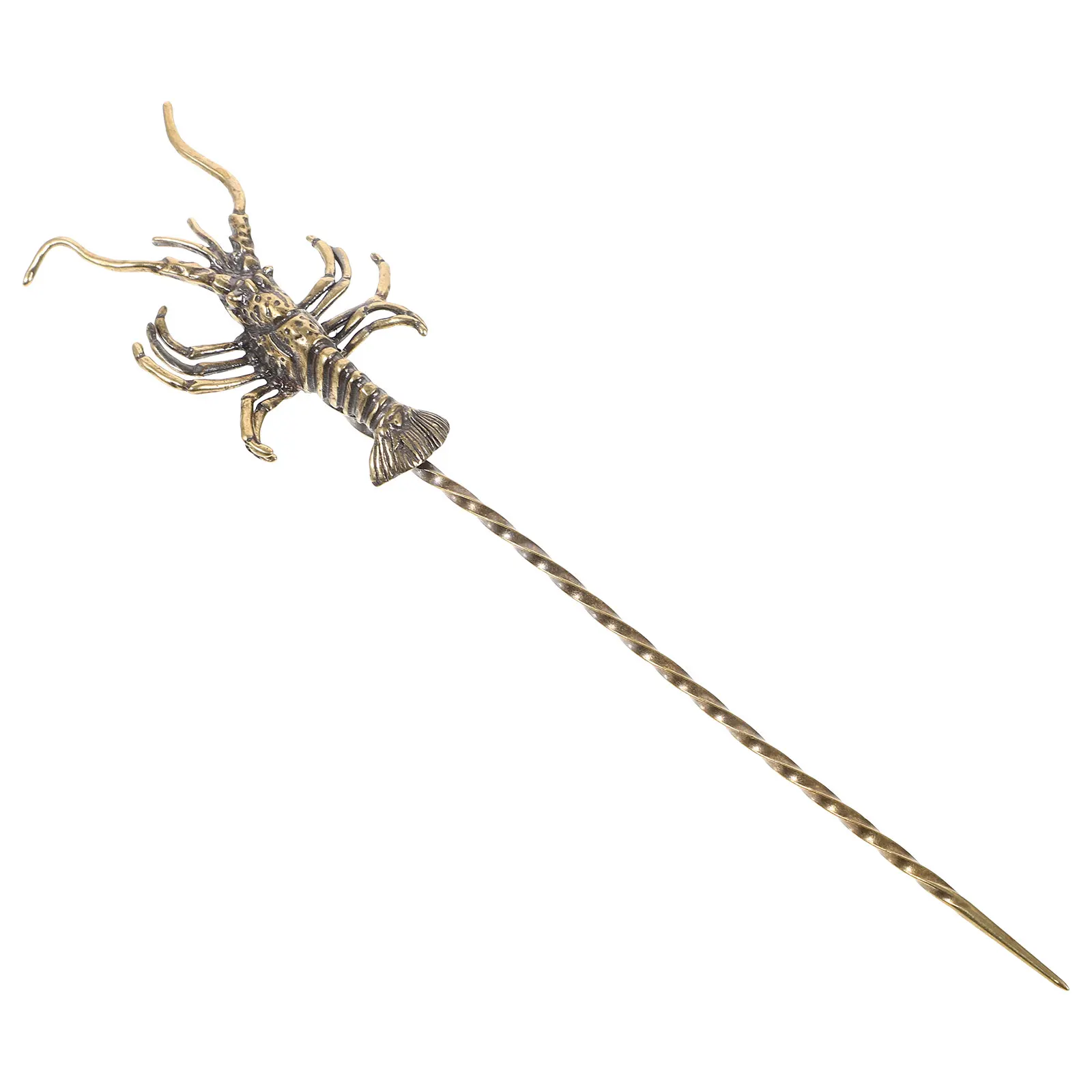 

Lobster Tea Needle Elegant Brass Finish Vintage Gongfu Tea Tools Unclogging Pick for Ceremony Accessories