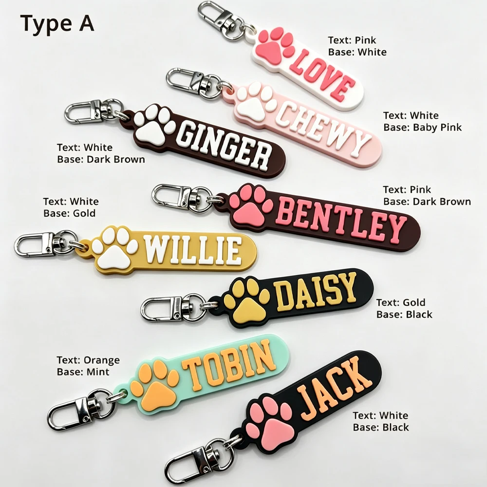 Personalized Paw Custom Name Keychain Acrylic Custom Name Creativity Keychain DIY Name Tag Custom Exclusive Jewelry Gift
