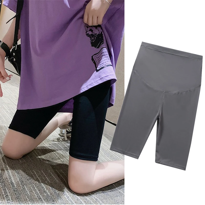 

Summer Sharkskin Fabric Women Thin Black Slim Skinny Sport High Waist Fitness Shorts Pregnant Woman Legging Maternity Yoga Pants