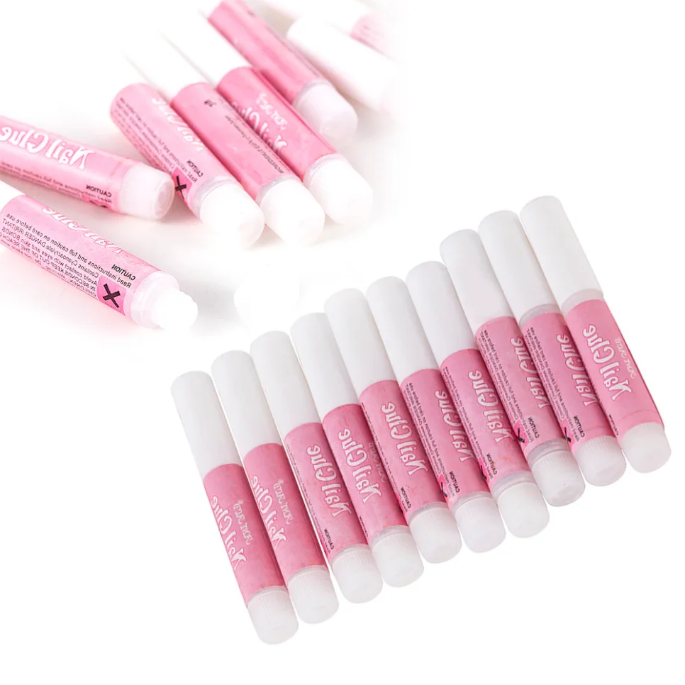 10Pcs/Set Mini Beauty False Nails Glue Decorate Tips Acrylic Glue on Nails Art Accessories Fake Nail Extension Glue Faux Ongle