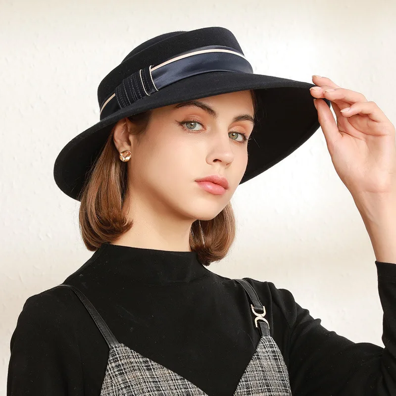 

New Wool Women Men Fedora Hat For Winter Autumn Elegant Lady Gangster Trilby Felt Homburg Church Jazz Hat 55-58CM adjustable